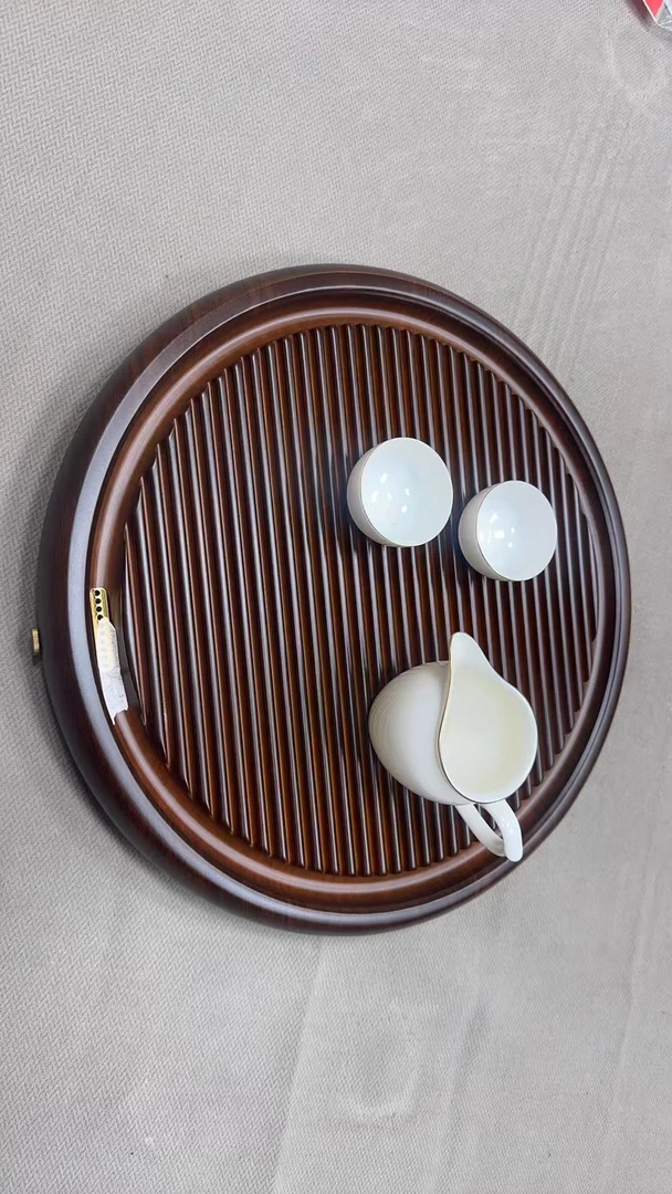 40*40*4圆形胡桃色茶盘