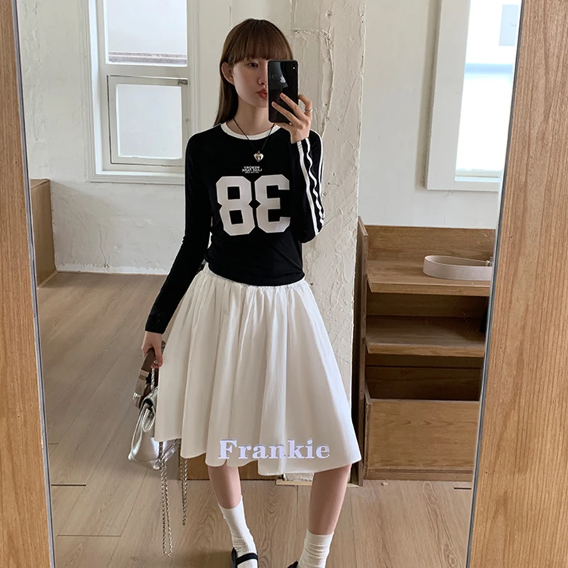 显瘦a字白色气质蓬蓬裙/芭蕾风高腰显瘦半身裙女Q7900