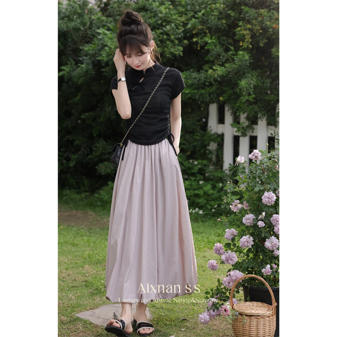 鹿向南【粉丝福利】「又见乌托邦」法式花苞裙女新款夏高腰宽松半身裙