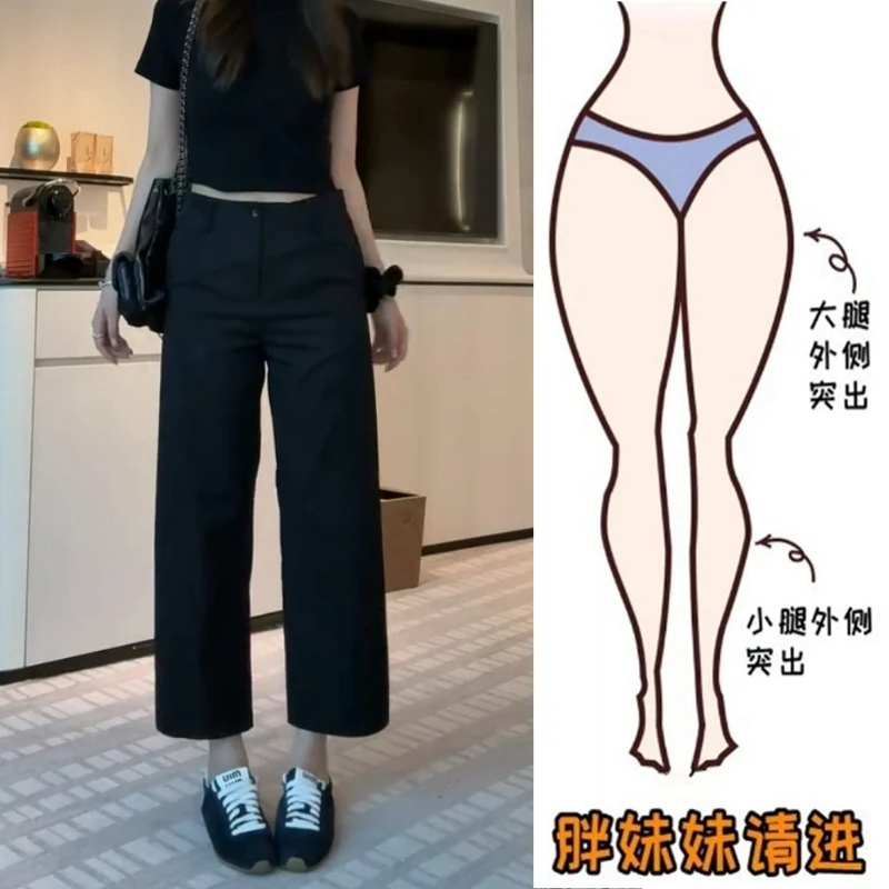 Aimeerosa/艾洛莎2025早秋新款设计感极简休闲西装裤女显瘦直筒裤