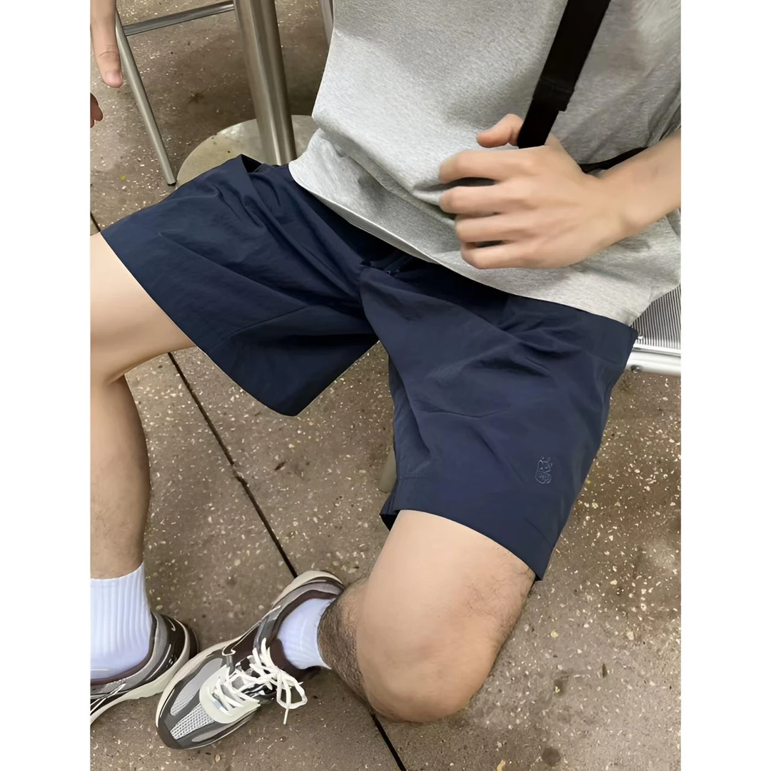 K9 夏季户外宽松日系休闲速干裤男潮牌复古流行薄款机能抽绳短裤