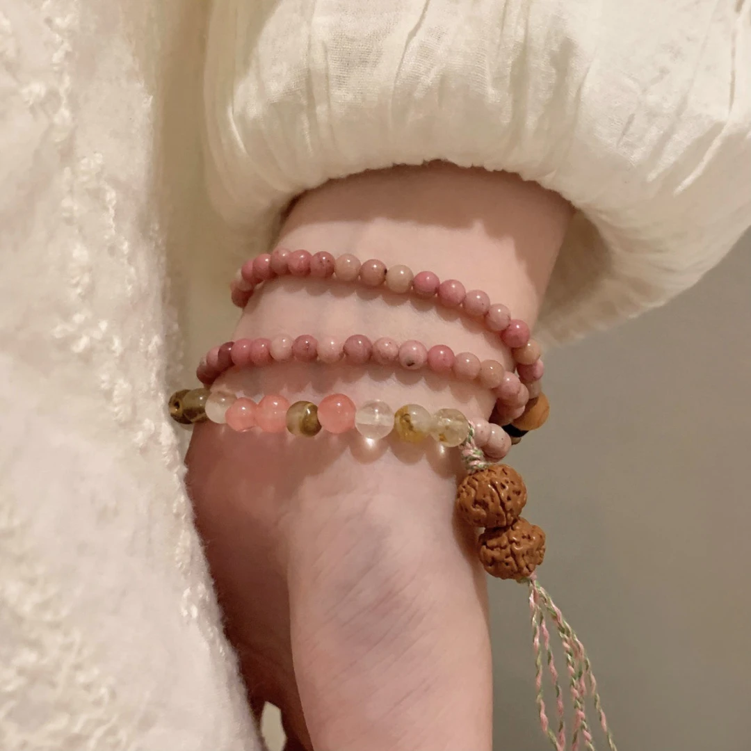 非金属木质手链 多层红木纹编织复古气质手串天然简约轻奢高级感