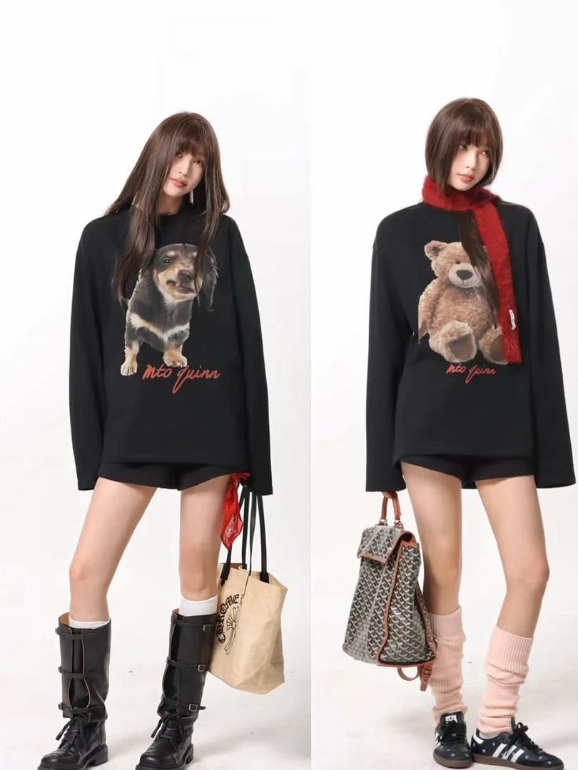 Mto Quinn｜2025SS春季新款萌宠动物系列男女同款套头圆领T恤