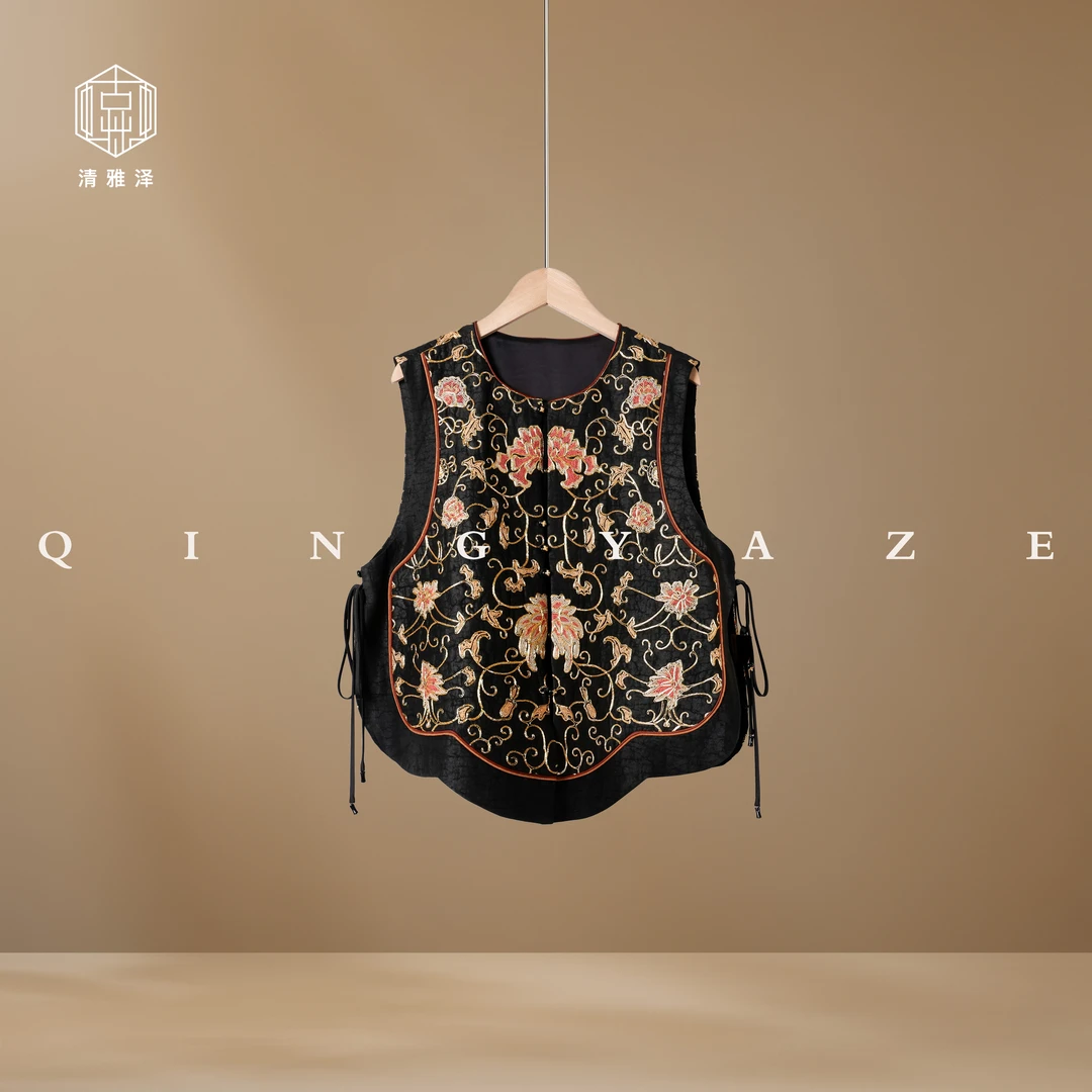 万花之王金牡丹！重工刺绣香云纱马甲！GZ5796