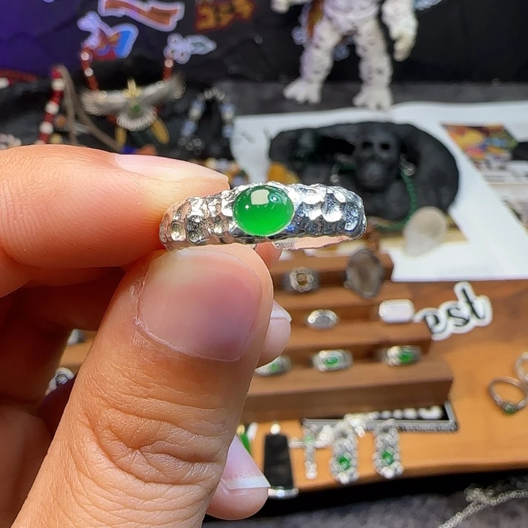 翡翠银S925镶嵌戒指