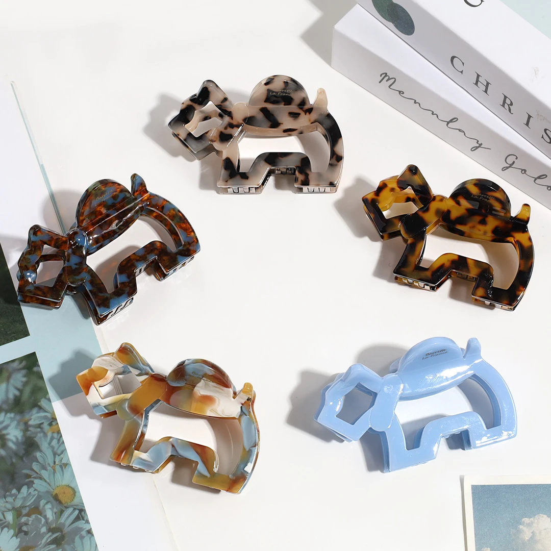 SY020501韩国小狗醋酸抓夹发夹气质百搭半扎发鲨鱼夹高级感夹子女