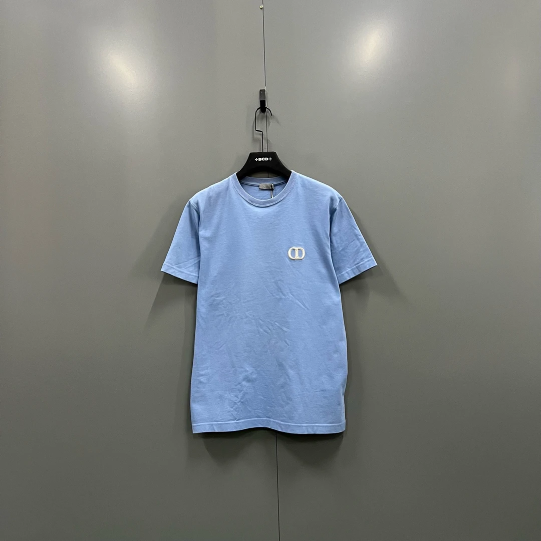 99新 DIOR/迪奥 h927 蓝色CD刺绣圆领短袖 S码/610510