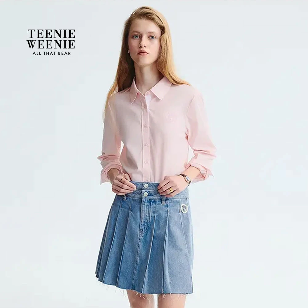 TeenieWeenie小熊女衬衫2025时髦百搭设计感长袖衬衣TTYW253801P