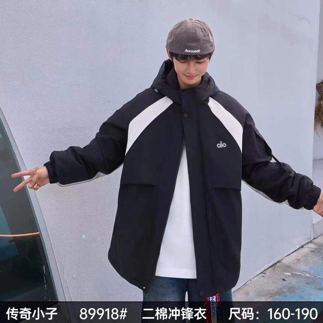 (89198）秋冬季青少年男女同款时尚宽松版（加肥）二棉拼色外套