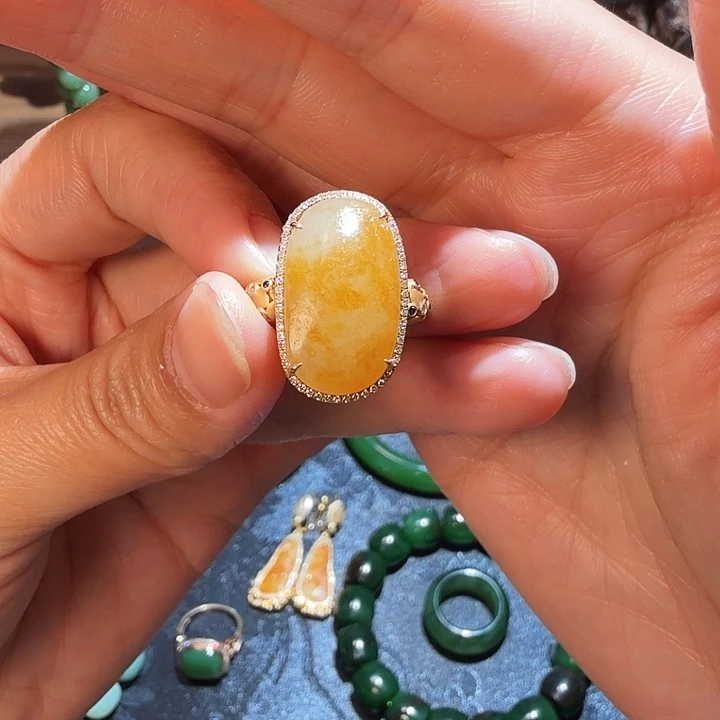 和田玉（子料）18K金镶嵌戒指新疆和田玉籽料