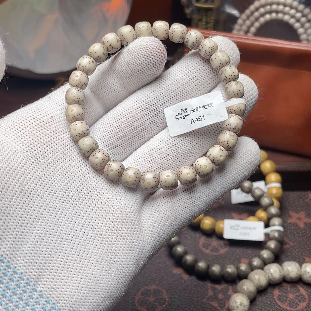 手串星月菩提8x7灰瓷白一线留白针尖星a461