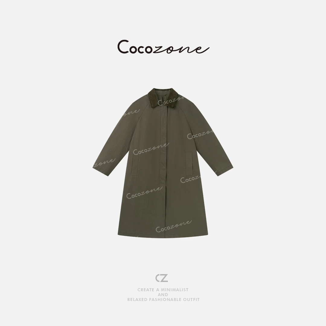 COCO ZONE 刘一一“雪松绿”亲肤翻领透气风衣外套 CD1A0980