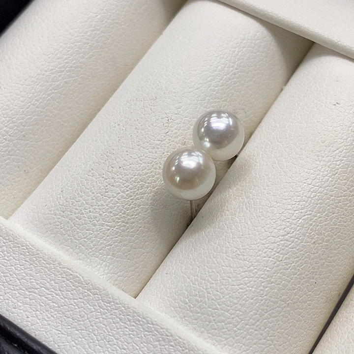 银S925镶嵌耳饰海水珍珠海水Ak6-7mm