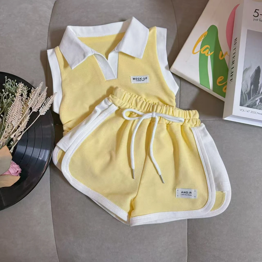 2025夏季新款女童背心短裤两件套女孩休闲运动套装宝宝无袖上衣潮