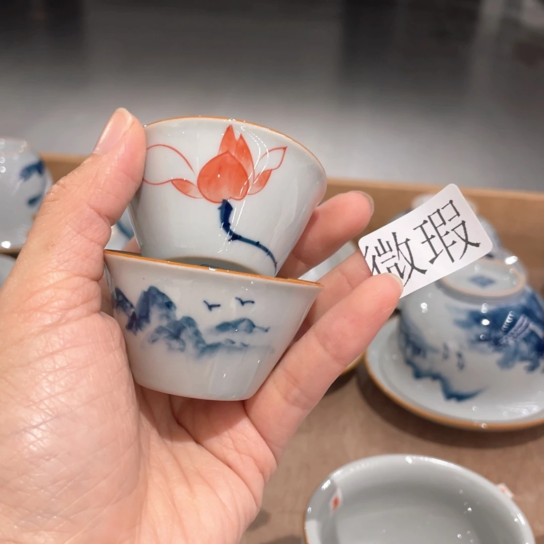 纯手绘釉下彩微瑕