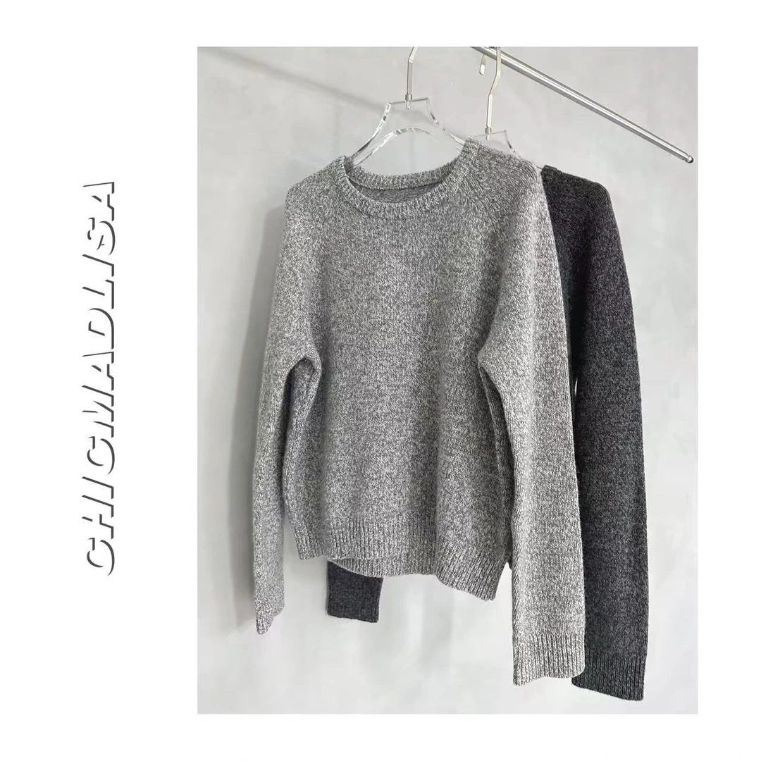 ROW风花纱慵懒套头毛衣羊毛针织衫高级灰