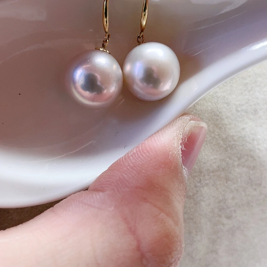 淡水珍珠耳饰18K金镶嵌