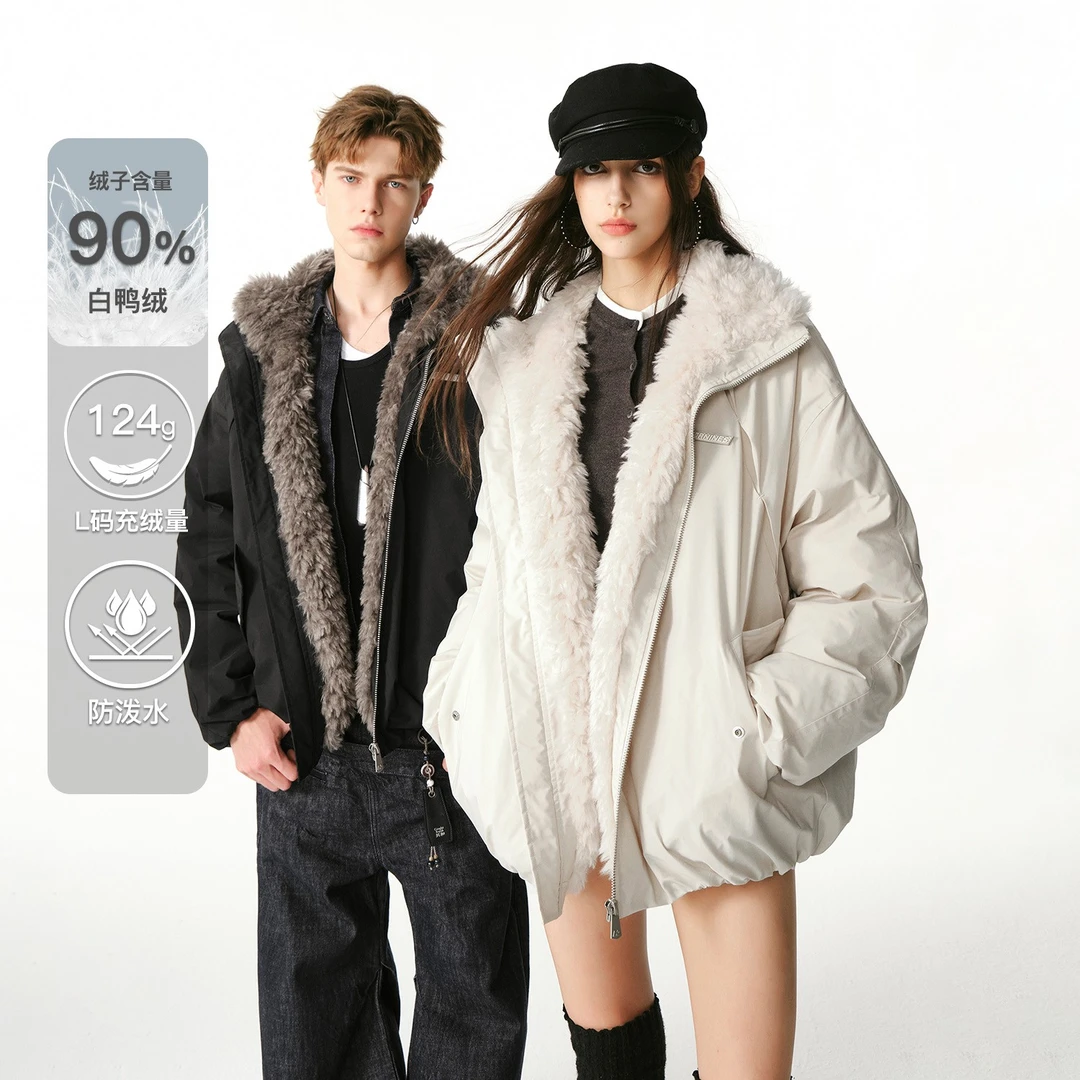 【王敬轩同款】白鸭绒毛领羽绒服男女2025新款情侣冬季座山雕防寒服