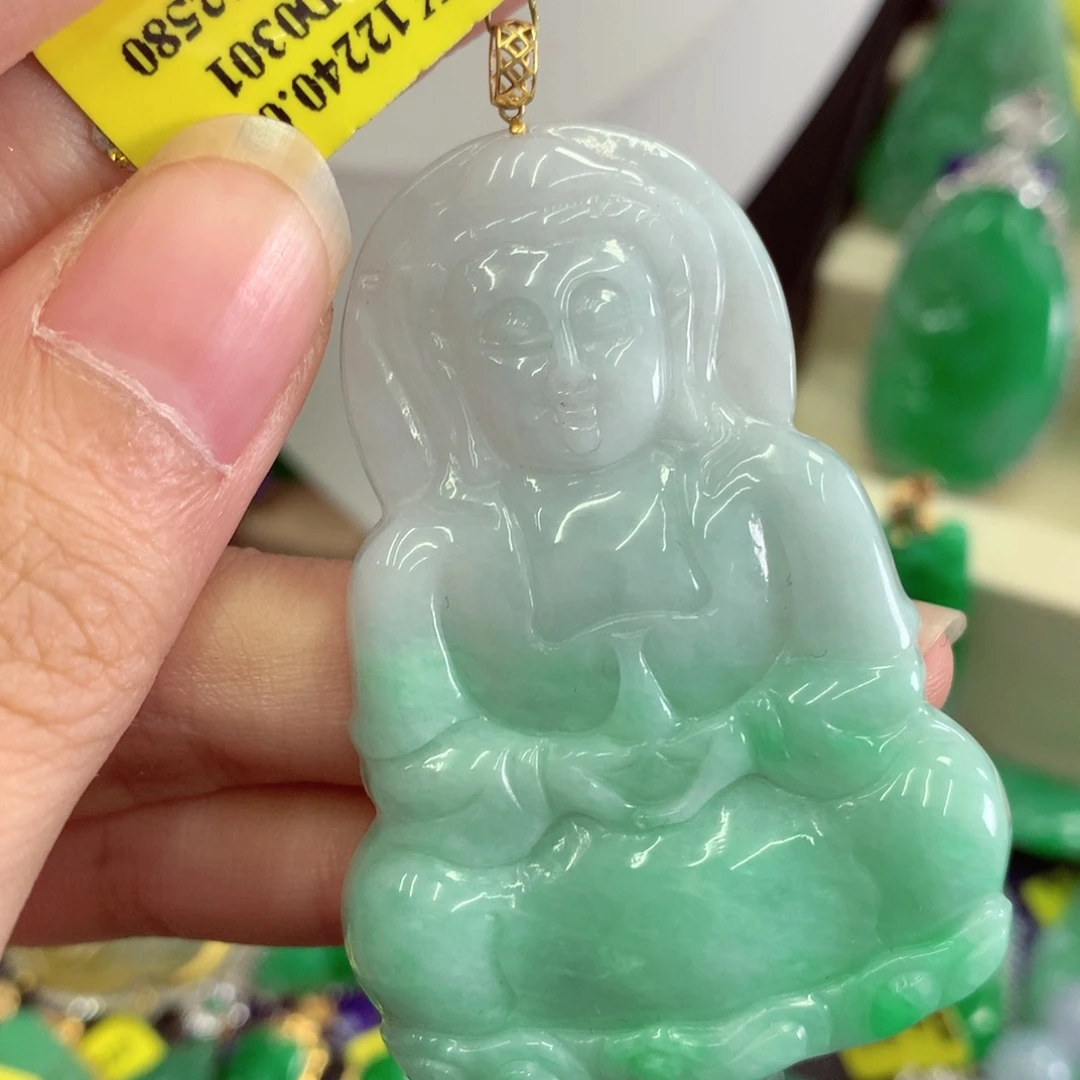 吊坠(不含链)18K金镶嵌翡翠