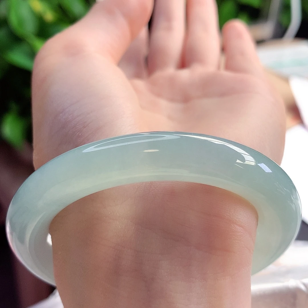 未镶嵌手镯翡翠天然A货翡翠55-56甜甜冰晴水 胶荧棒10号