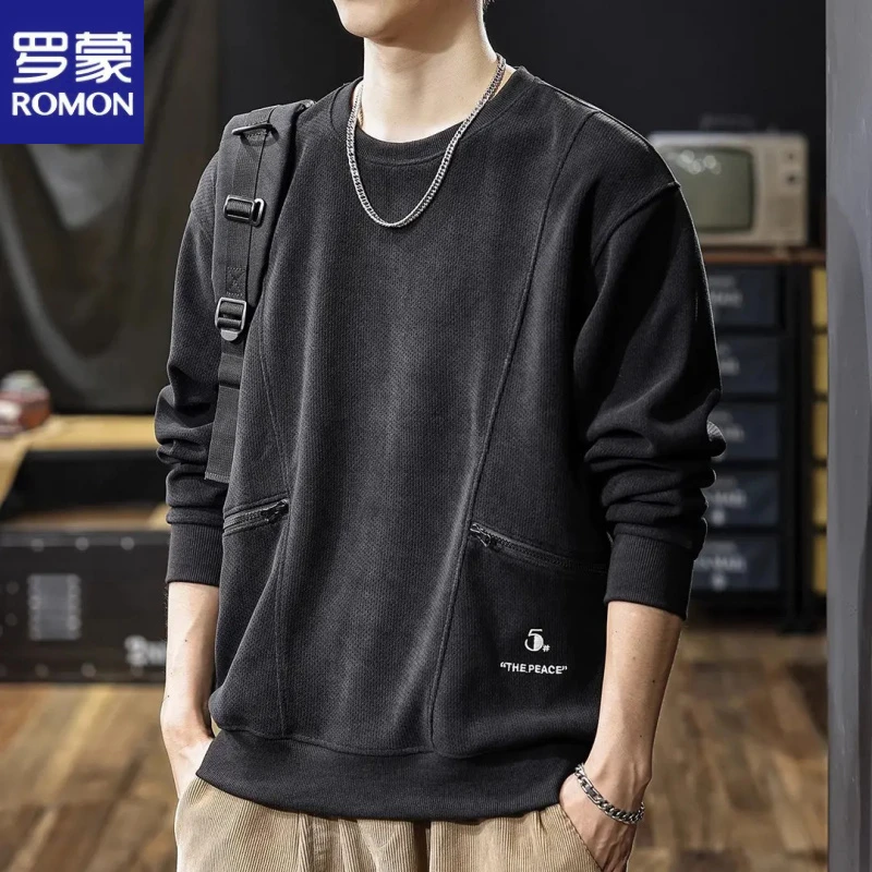 罗蒙高端拉链卫衣男重磅男装大码宽松男士潮牌秋冬季美式长袖上衣
