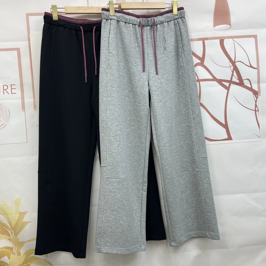 松弛感好搭！垂感顺滑空气裤松紧腰显瘦直筒阔腿裤休闲卫裤 8023