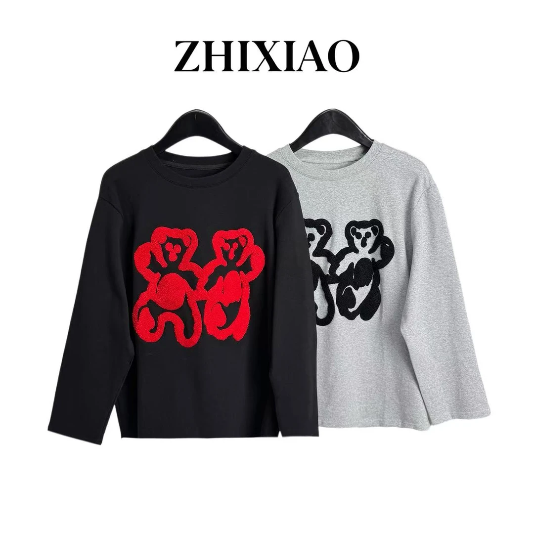 【ZHIXIAO】秋冬新款：小熊刺绣长袖上衣TR843