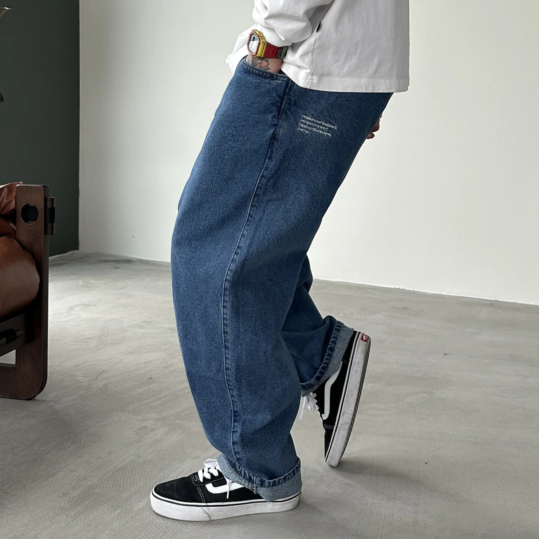 25SS日系复古宽松牛仔裤ins松弛感春季水洗港风百搭直筒牛仔裤