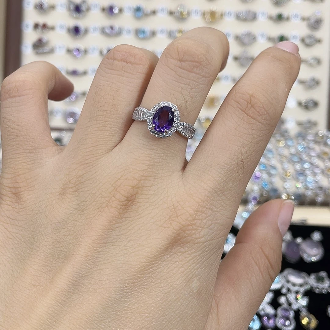银S925镶嵌戒指紫晶