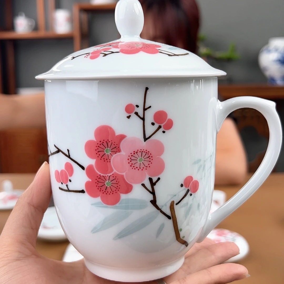 翠竹红梅1号杯，瑕疵把手裂