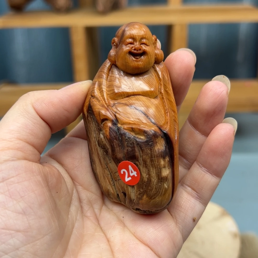 周***木崖柏木摆件手把件，