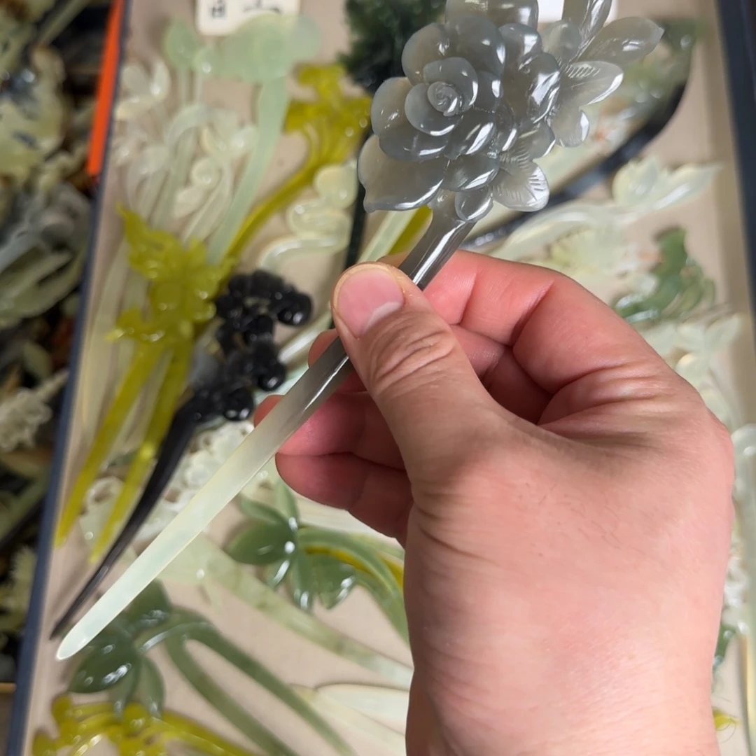 岫玉发饰未镶嵌流****猫