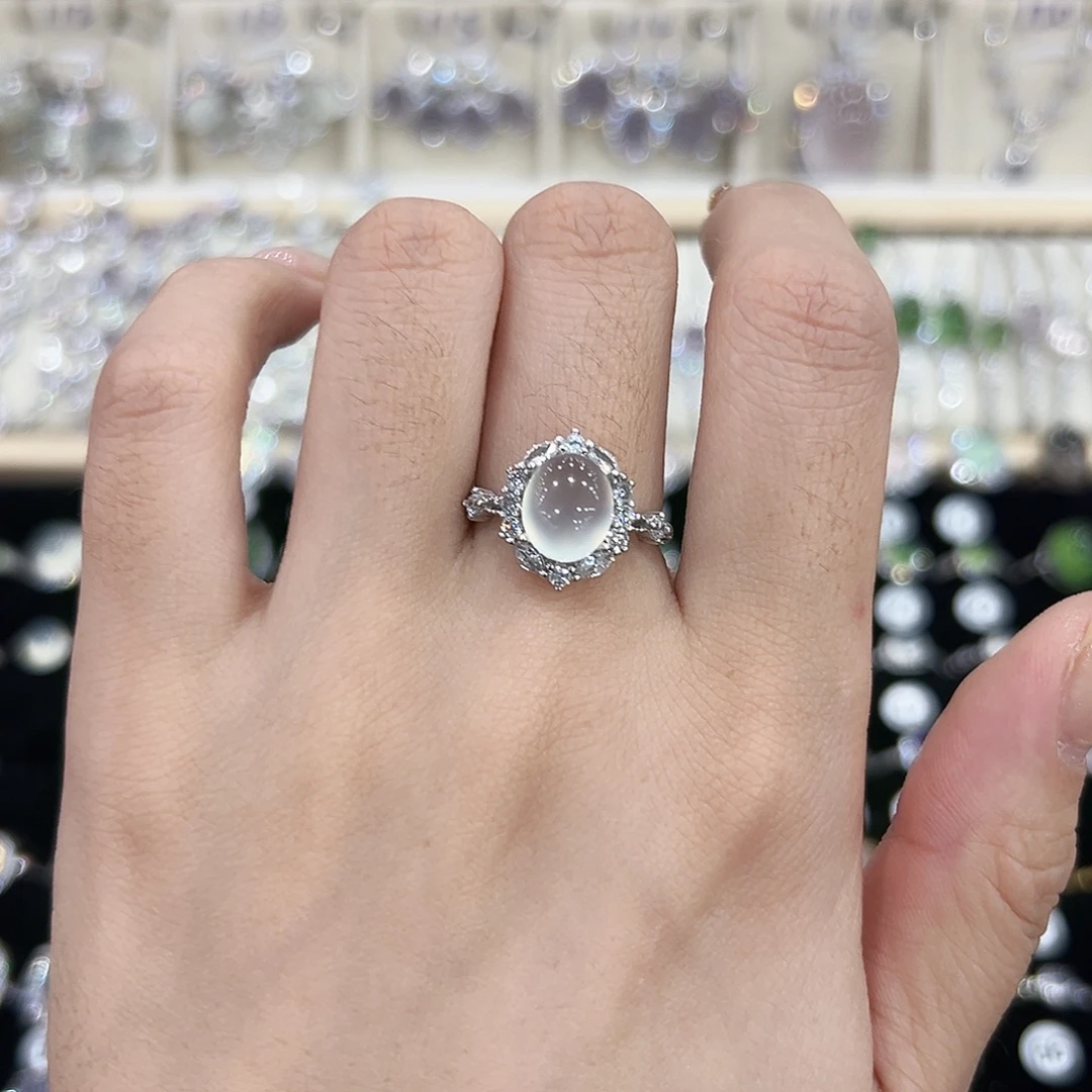 岫玉银S925镶嵌戒指