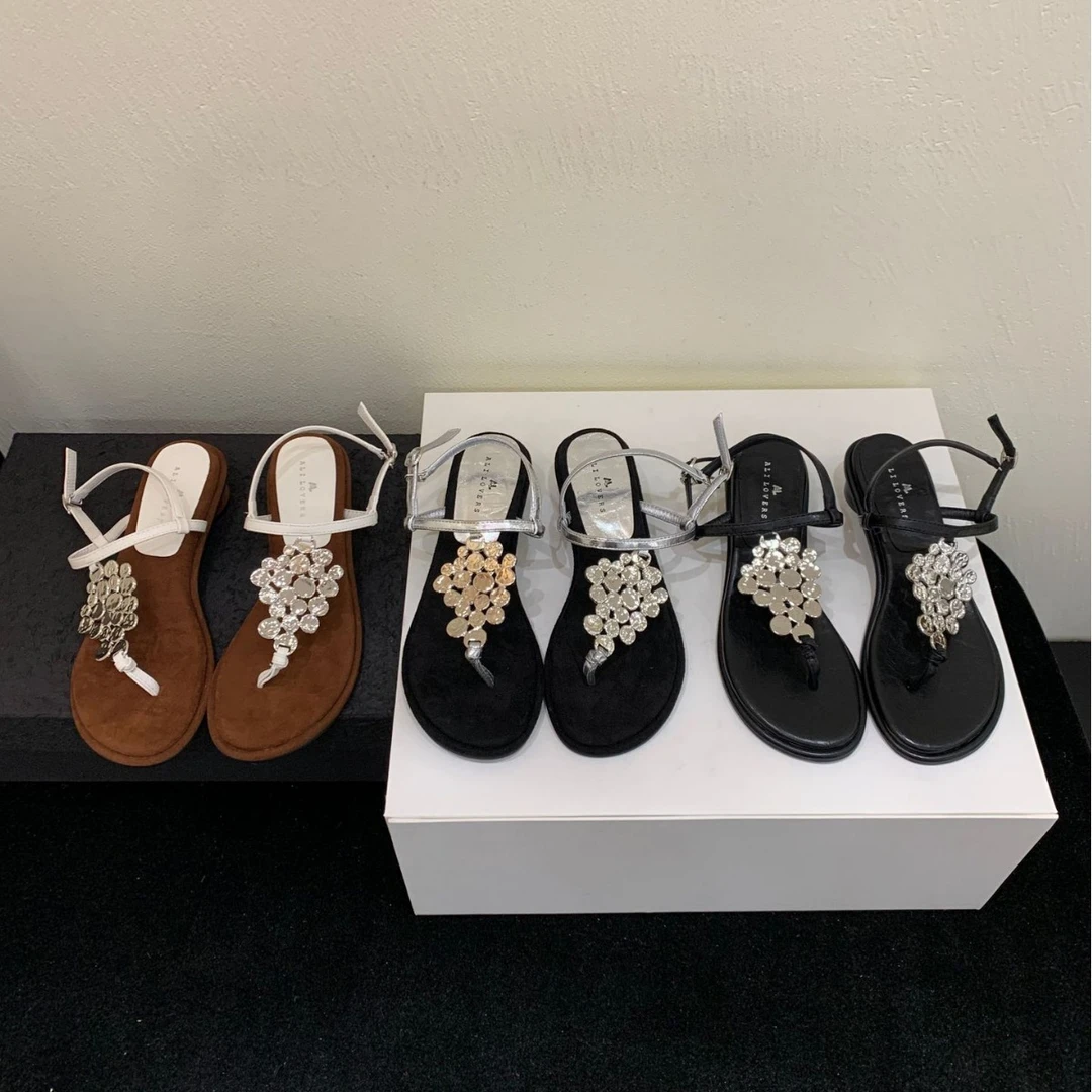 百搭~粗跟法式高级感夹趾人字凉鞋女鞋子2025年夏季新款罗马鞋