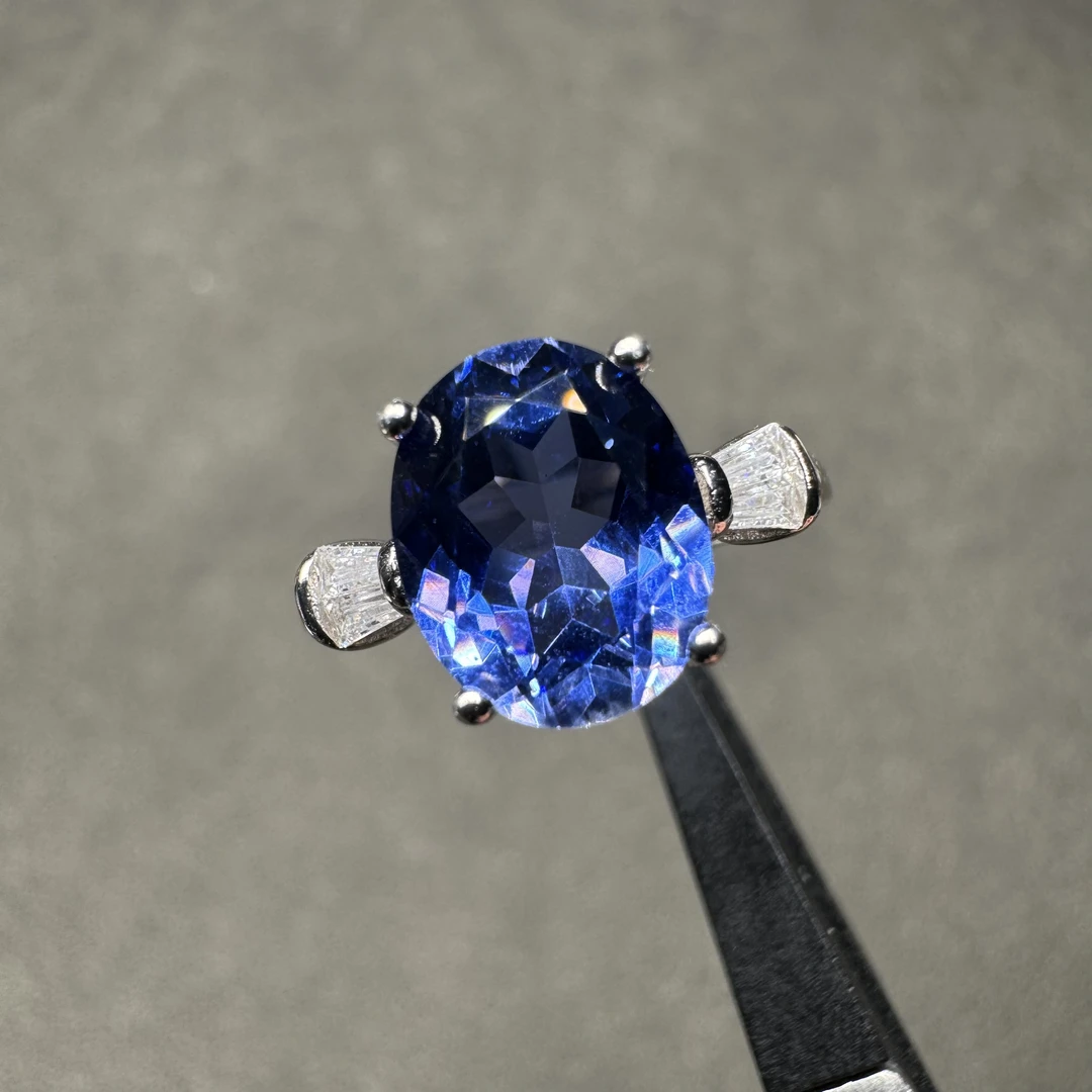 轻奢 S925 时尚百搭矢车菊8*10戒指068