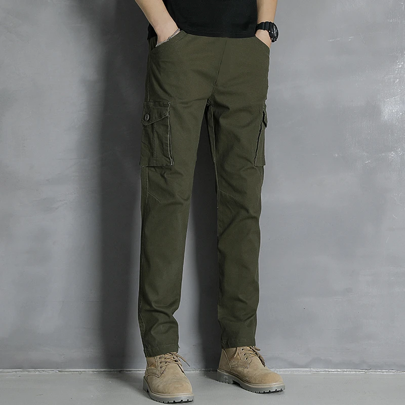 工装裤男潮牌修身长裤子军绿裤装耐磨宽松直筒迷彩休闲裤潮1088