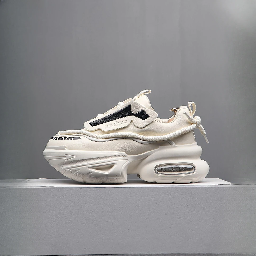 okkdey头层牛皮游艇老爹鞋男款厚底增高潮鞋真皮轻奢高街风休闲