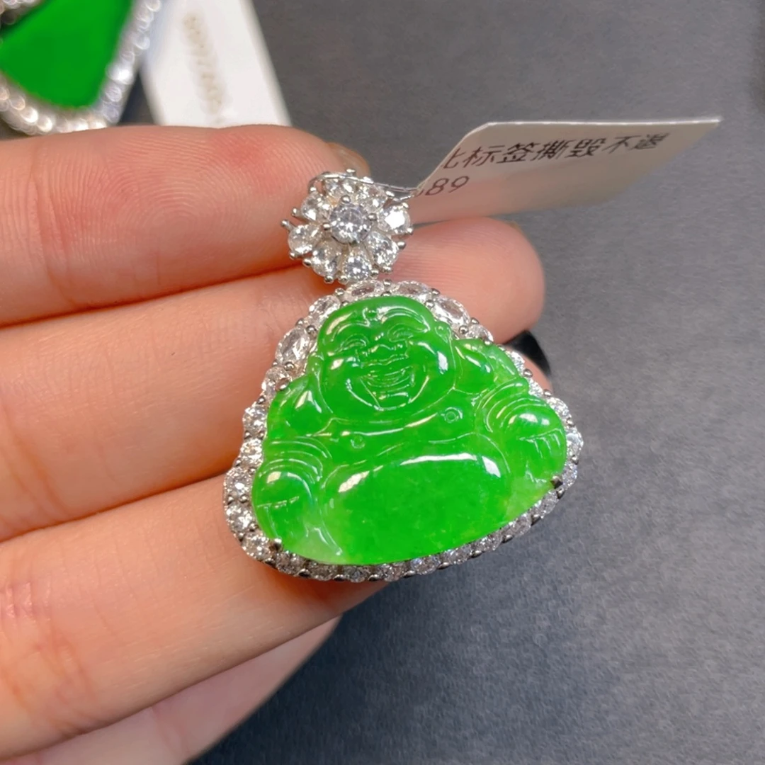 翡翠银S925镶嵌挂件yyh