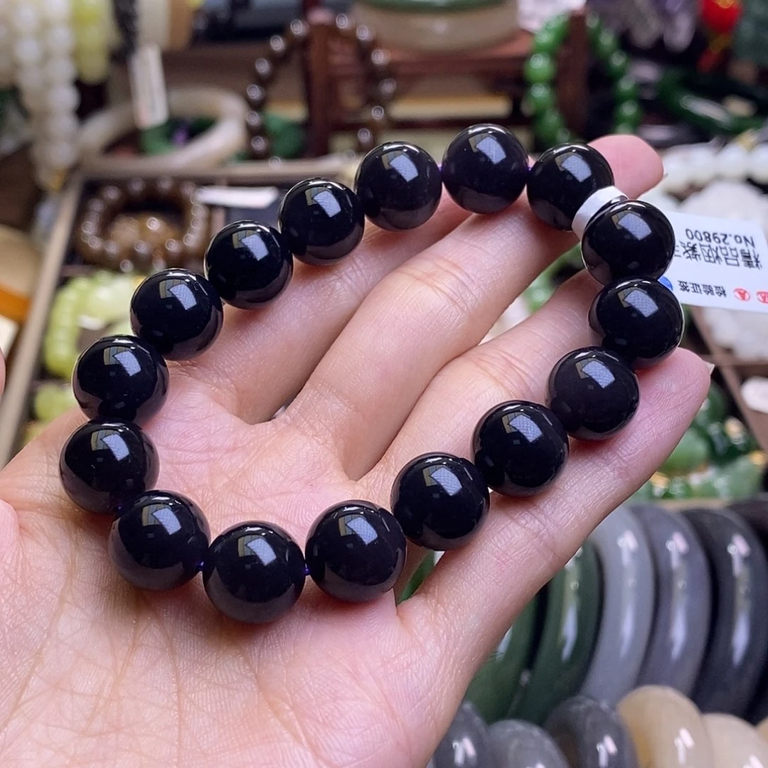 未镶嵌手镯和田玉烟紫帝王紫手串12MM