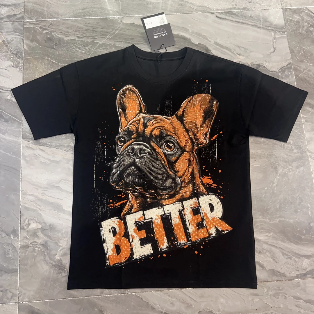 男士时尚百搭个性潮牌T恤修身休闲烫钻11978