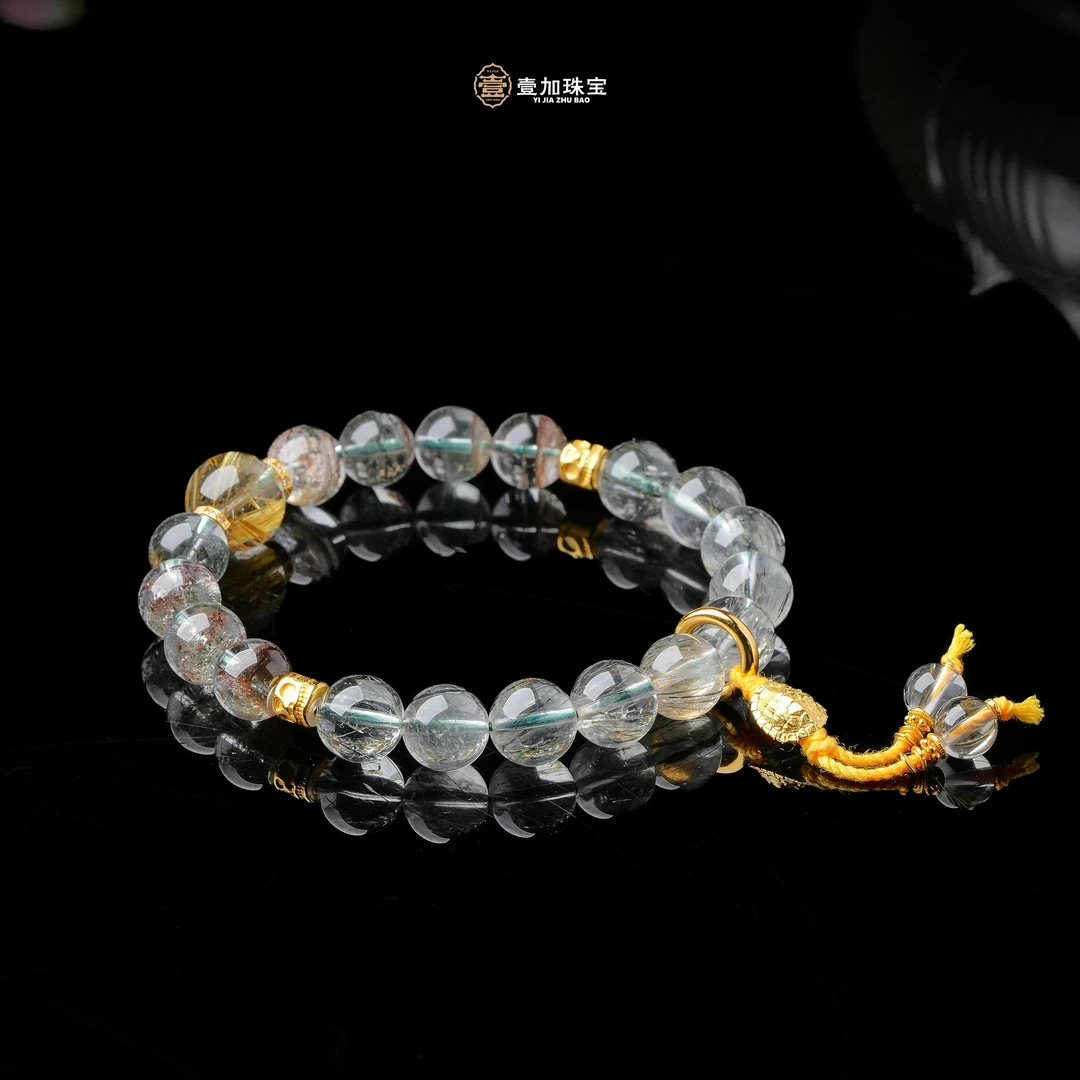 壹加师姐｜手工设计生意滚滚来十八子板钛水晶手串多样性发一7817n