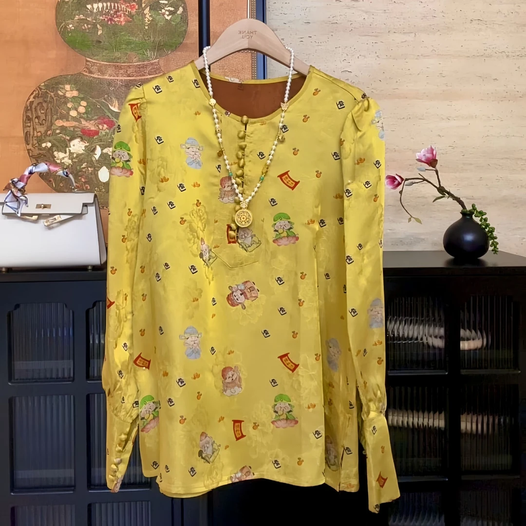 新款重工提花财神爷上衣61150