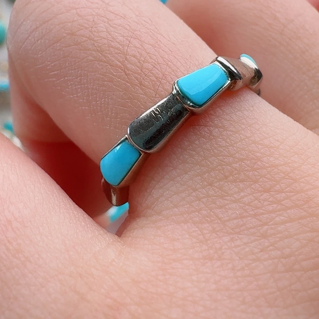 绿松石银S925镶嵌戒指