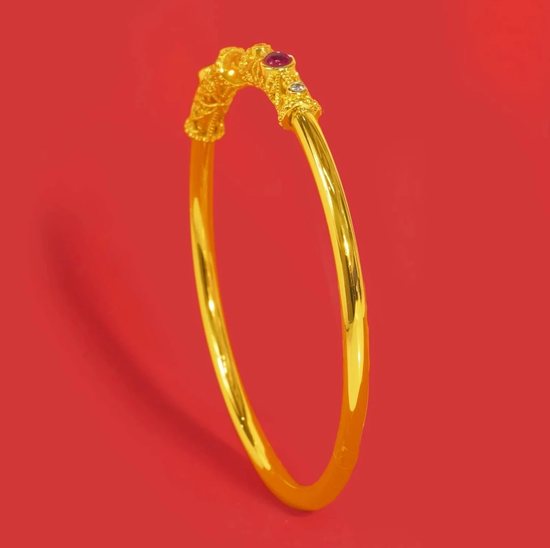 【兰总专属】经典传承净水蓝珀合金镶嵌素圈手镯