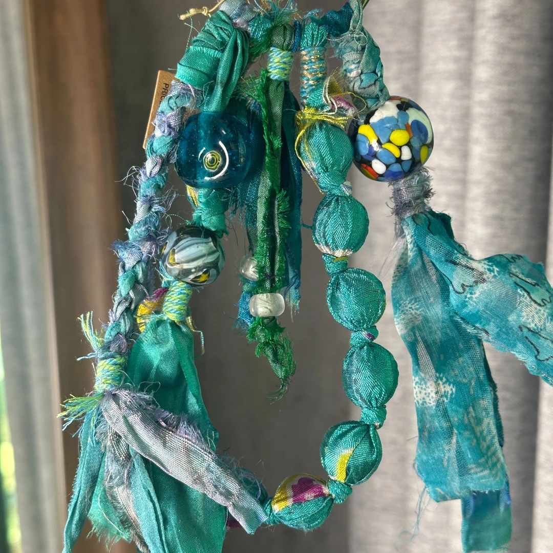 钛钢布艺项链 非金属布艺挂链 原创手工编制 小众饰品