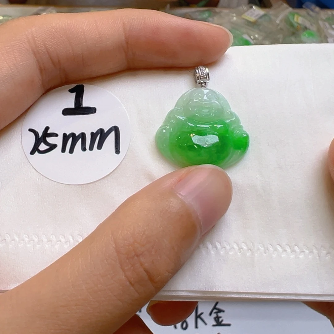 吊坠(不含链)18K金镶嵌翡翠