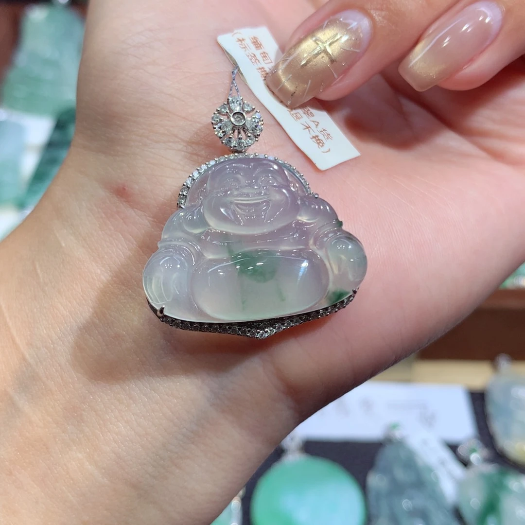 吊坠(不含链)18K金镶嵌翡翠