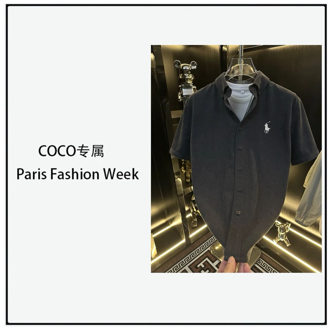 【COCO专属】灰色/绿色）春夏新款高奢高定男女同款POLO衬衫短袖-007