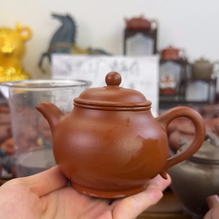 茶壶紫砂朱泥全手高潘210毫升