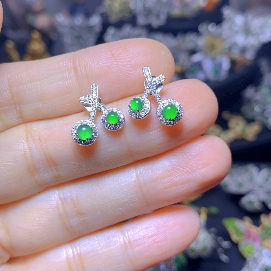 翡翠银S925镶嵌吊坠(不含链)天然翡翠
